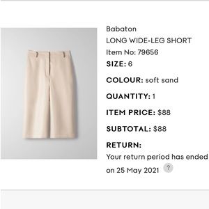 Babaton Vegan Leather Wide Leg Long Short Size 6